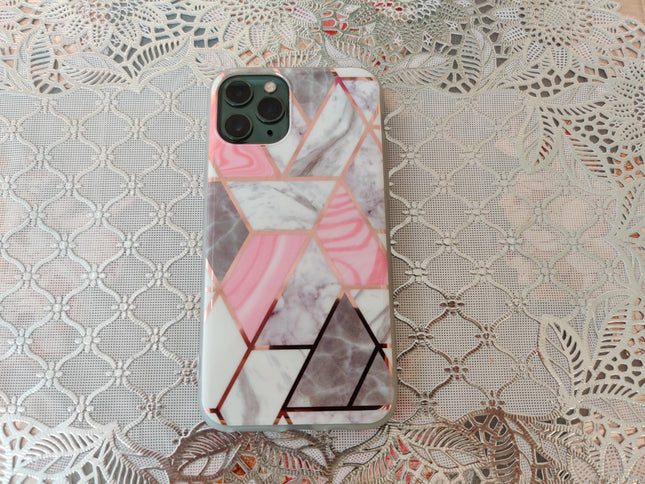 Marble Geometric TPU Coral Case - For iPhone 11 Pro