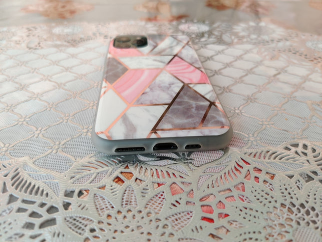 Marble Geometric TPU Coral Case - For iPhone 11 Pro