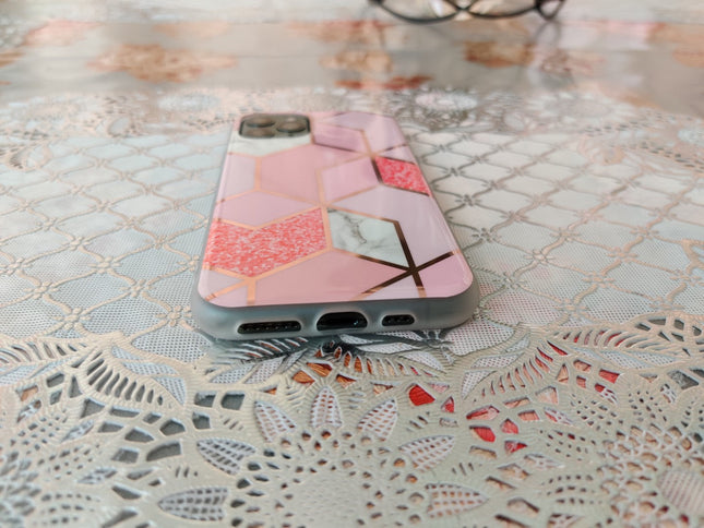 Marble Geometric TPU Pink Case - For iPhone 11 Pro