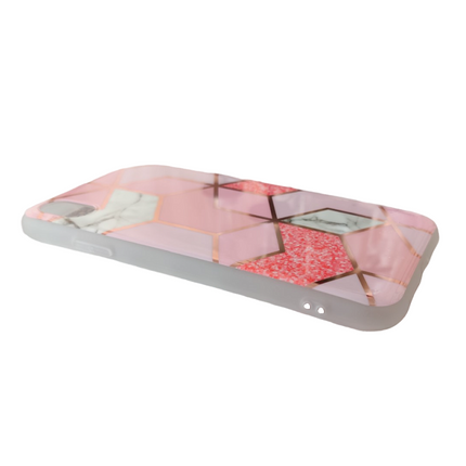 Marble Geometric TPU Pink Case - For iPhone XR