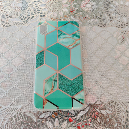 Marble Geometric TPU Green Case - For iPhone X / Xs