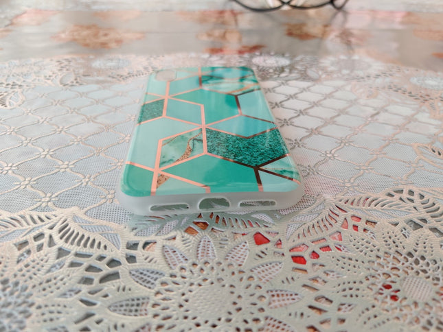 Marble Geometric TPU Green Case - For iPhone X / Xs