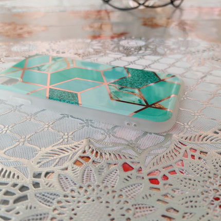 Marble Geometric TPU Green Case - For iPhone X / Xs