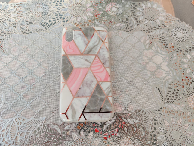 Marble Geometric TPU Coral Case - For iPhone X / Xs