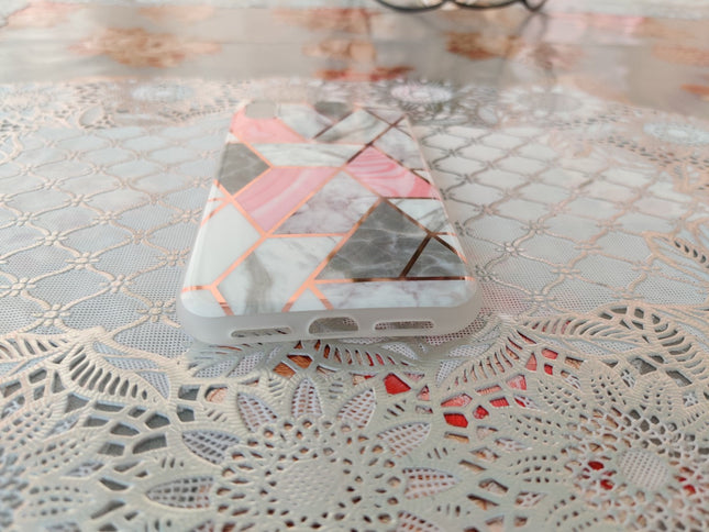 Marble Geometric TPU Coral Case - For iPhone X / Xs
