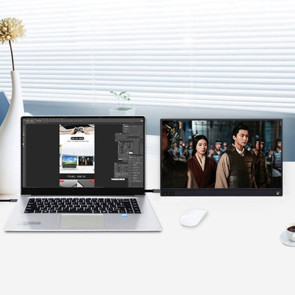 15.6 inch 1080P 178 Degree Wide Angle HD Portable Display Device for Desktop Computer / Game Console / Simultaneous Screen / PS4 / PS3 / XBox, with Mini HDMI & Micro USB & 2 USB-C / Type-C Interfaces