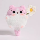 Pink and White with white flower (fluffy yarn)