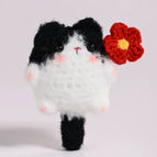 Black and White with red flower (fluffy yarn)