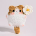 Khaki and White with white flower (fluffy yarn)