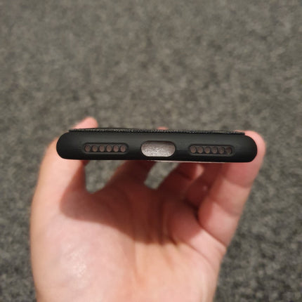 Liquid Silicone PU Leather Black Case With Card Slot - For iPhone X / Xs