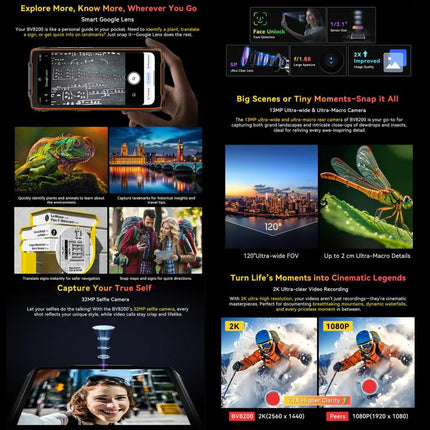 [HK Warehouse] Blackview BV8200 Rugged Phone, 12GB+256GB, 6.5 inch + 1.3 inch Android 14 MediaTekHelio G100 MT8781, Network: 4G, NFC (Green)