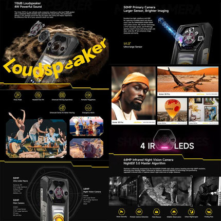 Ulefone Armor 30 Pro Rugged Phone, 16GB+512GB, Night Vision, 6.95 inch + 3.4 inch Dual Screen Android 14 MediaTek Dimensity 7300X Octa Core, Network: 5G, OTG, NFC, Armor 30 Pro