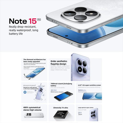 Xiaomi Redmi Note 15 Pro 5G, 8GB+256GB, 6.83 inch Xiaomi HyperOS 2 Dimensity 7400-Ultra Octa Core, Network: 5G, NFC, 8GB+256GB