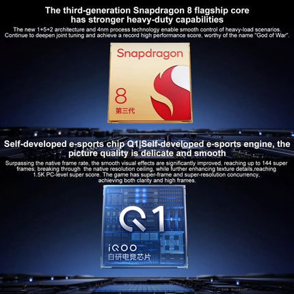 vivo iQOO Neo9S Pro+, 16GB+256GB, Face ID & Ultrasonic 3D Fingerprint Identification, 6.78 inch Android 14 OriginOS 4 Snapdragon 8 Gen 3 Octa Core 2.63GHz, OTG, NFC, Network: 5G, Support Google Play (Black)