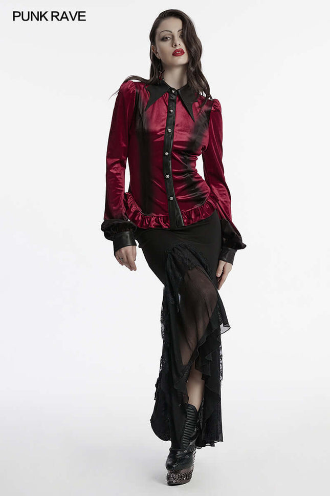 Punk Rave Fawn Gradient Printed Shirt in Red