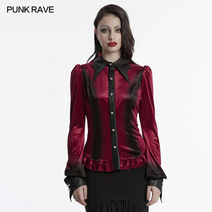 Punk Rave Fawn Gradient Printed Shirt in Red