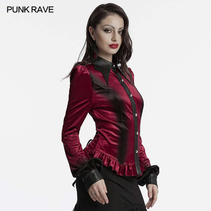 Punk Rave Fawn Gradient Printed Shirt in Red