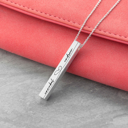 Personalised Forever And Always Vertical Bar Necklace