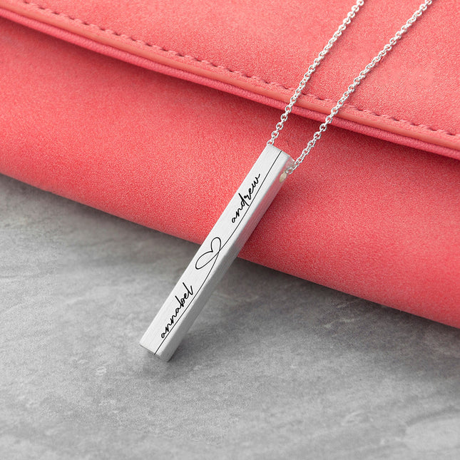 Personalised Forever And Always Vertical Bar Necklace