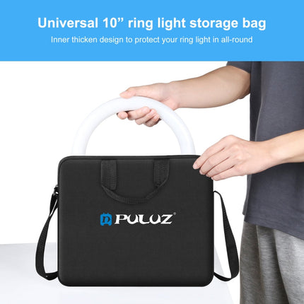PULUZ 10 inch Ring LED Lights Portable Zipper Storage Bag Shoulder Handbags, Size: 33cm x 28cm x 3cm (Black)