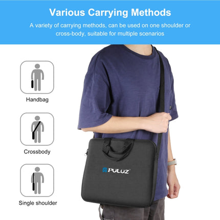 PULUZ 12 inch Ring LED Lights Portable Zipper Storage Bag Shoulder Handbags, Size: 38cm x 33cm x 3cm (Black)