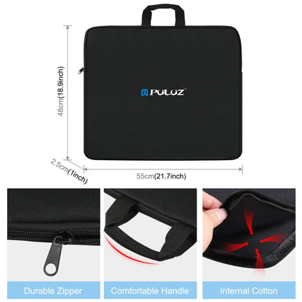 PULUZ 46cm Ring LED Lights Portable Zipper Storage Bag Carry Handbags, Size: 48cm x 55cm(Black)