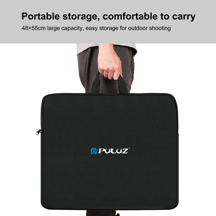 PULUZ 46cm Ring LED Lights Portable Zipper Storage Bag Carry Handbags, Size: 48cm x 55cm(Black)