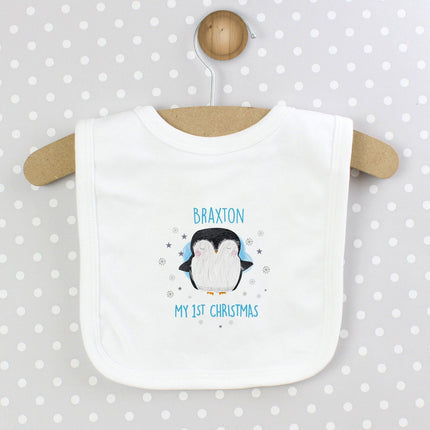 Personalised 1st Christmas Penguin Bib