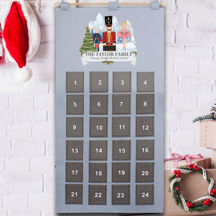 Personalised 2026 Nutcracker Advent Calendar In Silver Grey
