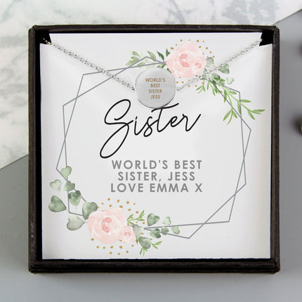 Personalised Abstract Rose Sentiment Silver Tone Necklace And Box