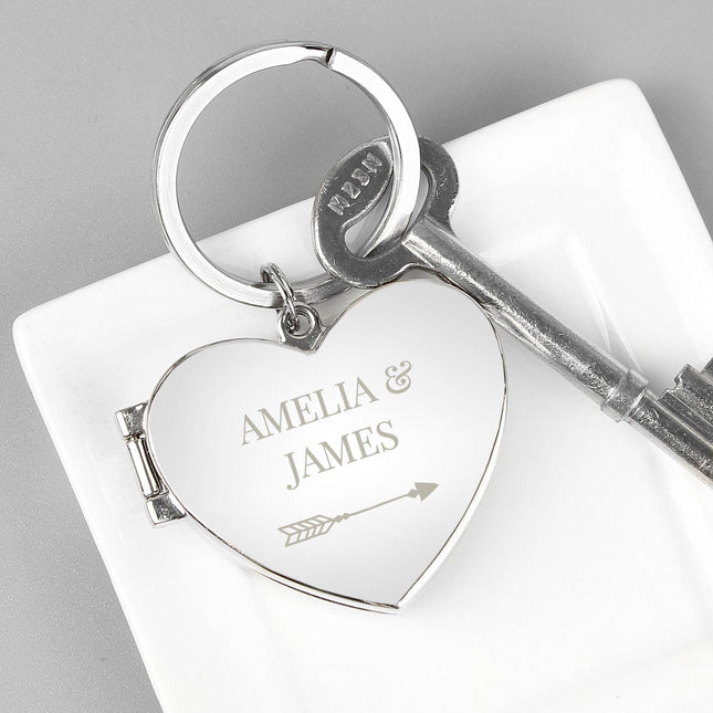 Personalised Arrow Heart Photoframe Keyring