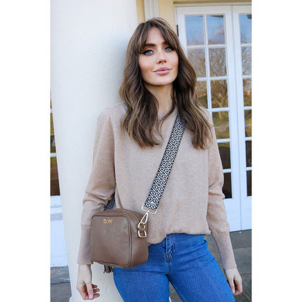 Personalised Elie Beaumont Grey Handbag With Baroque Strap