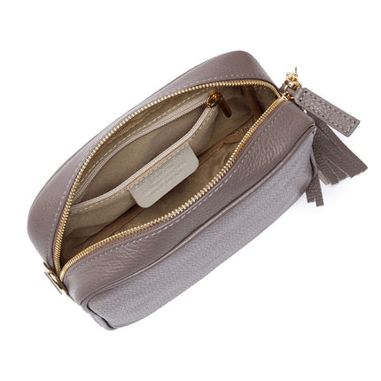 Personalised Elie Beaumont Grey Handbag With Baroque Strap