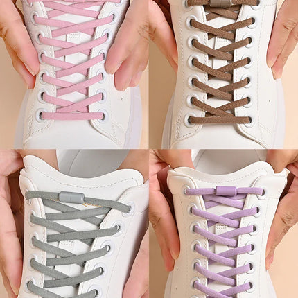 Elastic No Tie Shoelaces Semicircle Shoe Laces For Kids and Adult Sneakers Shoelace Quick Lazy Metal Lock Laces Shoe Strings