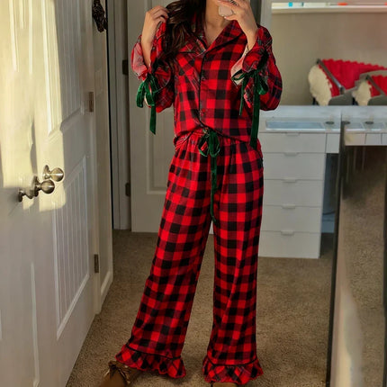 Women's Satin Silk Christmas Pajama Set