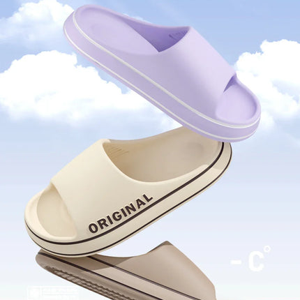 Feslishoet Women Letter Slippers Beach Slides Solid Color Mens Thick Sole Indoor Bathroom Anti Slip Shoes Summer Couple Sandals