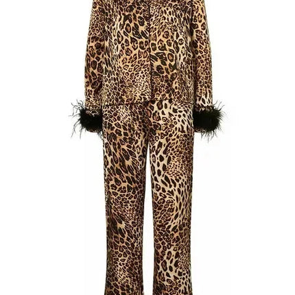 Women's Christmas Tree Plaid Satin Print Pajama Set