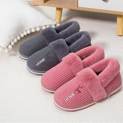 Bebealy Men Shoes Fur Women Slippers Winter House Shoes For Women Indoor Plush Warm Women Shoes 2024 Casual Home Shoes For Men