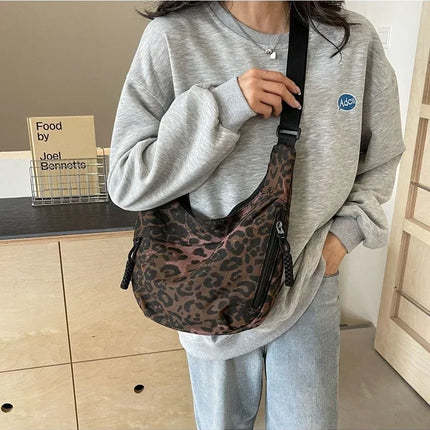 Leopard Print Crossbody Bags for Women Corduroy Casual Shoulder Tote Bags Ladies Sac A Main Femme Designer Luxury Handbags 2024