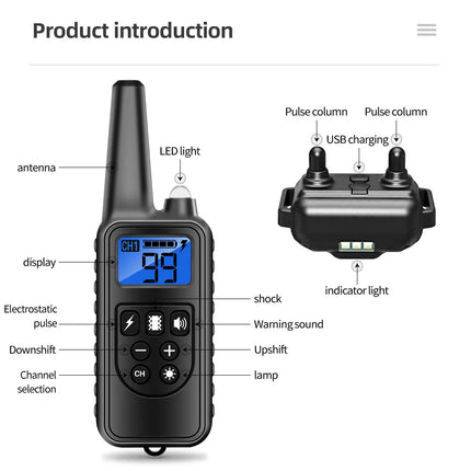 800m Dog Training Collar - Waterproof Electronic Remote Control for Effective Training