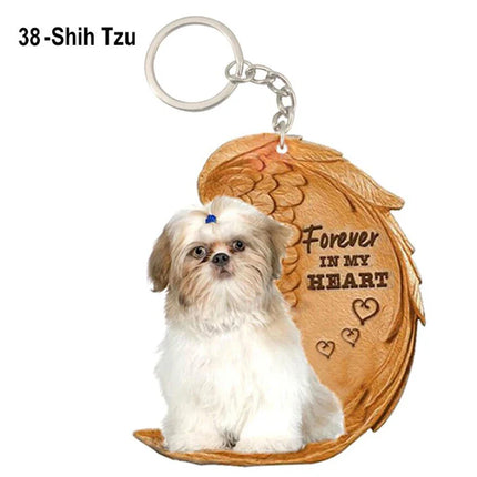 Dog Memorial Keychain - Forever In My Heart Angel Pendant Pet Jewelry Gift