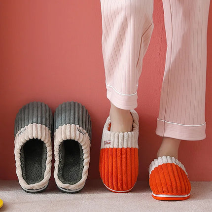 Bebealy Men Shoes Fur Women Slippers Winter House Shoes For Women Indoor Plush Warm Women Shoes 2024 Casual Home Shoes For Men