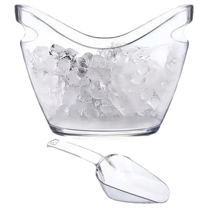 Clear Ice Bucket with 2 Scoops - Large Beverage Tub for Wine Champagne Bar Parties Family Reunion
