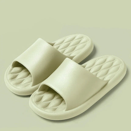 Men's Summer Slippers EVA Indoor Bathroom Thick Sole Diamond Check Massage Sensation Beach Non-slip Ladies Comfort Flat Shoes