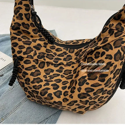 Leopard Print Crossbody Bags for Women Corduroy Casual Shoulder Tote Bags Ladies Sac A Main Femme Designer Luxury Handbags 2024