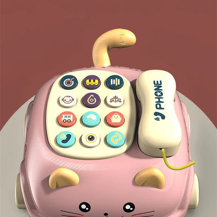 Baby 3-in-1 Musical Phone Toys Toddler Interactive Learning Toy with Lights Cat Telephone Story Early Education Montessori Gift