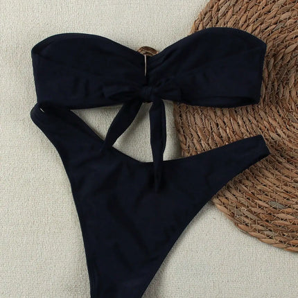 "2025 Sexy Bandeau Push-Up Bikini Set - Brazilian Thong Swimwear for Women"