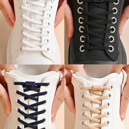 Elastic No Tie Shoelaces Semicircle Shoe Laces For Kids and Adult Sneakers Shoelace Quick Lazy Metal Lock Laces Shoe Strings