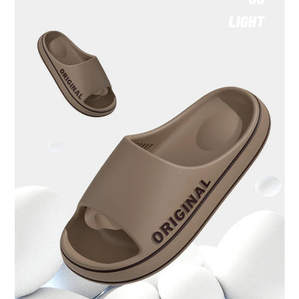 Feslishoet Women Letter Slippers Beach Slides Solid Color Mens Thick Sole Indoor Bathroom Anti Slip Shoes Summer Couple Sandals