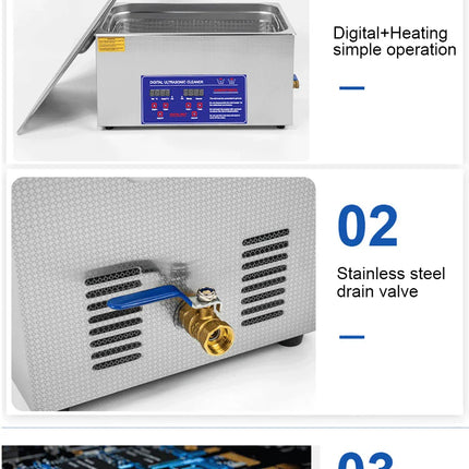 1.3L 2L 3L 6L 10L 15L 22L 30L Ultrasonic Cleaner with Heated Portable Lave-Dishes Washing Machine Diswasher Ultrasound Cleaner